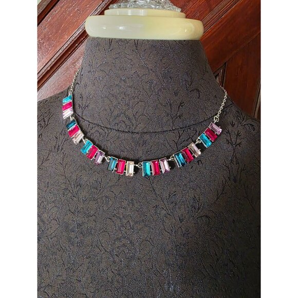 Colorful Gemstone Necklace With Adjustable Chain - Picture 1 of 6